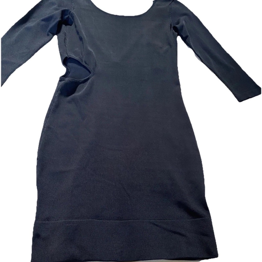 Bebe Y2K nwt V-Back Side Keyhole Cutout Long Sleeve Dress M Black vtg 2000s